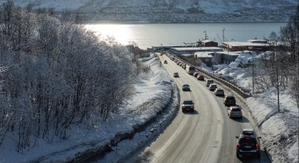 biler i kø i Tromsø 